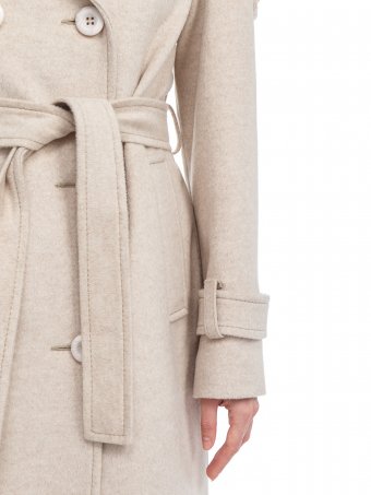 Женское текстильное пальто с воротником, отделка из меха норки